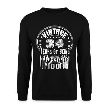 Vintage 34 ans d’être génial édition limitée - Sweat-shirt Unisexe - noir - Devant - Alina (178cm) & Michal (187cm)