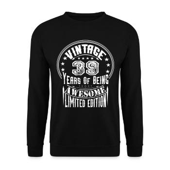 Vintage 39 Years Of Being Awesome Limited Edition - Unisex Sweatshirt - black - Front - Alina (178cm) & Michal (187cm)