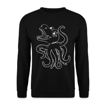Céphalopode Kraken Octopus Dino - Drôle de pieuvre Din - Sweat-shirt Unisexe - noir - Devant - Alina (178cm) & Michal (187cm)