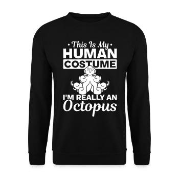 Octopus Kraken C’est mon costume humain Je suis vraiment - Sweat-shirt Unisexe - noir - Devant - Alina (178cm) & Michal (187cm)