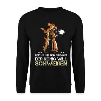 Lustig Metallbauer Schweißen Schweißer - Unisex Pullover - Schwarz - Vorne - Alina (178cm) & Michal (187cm)