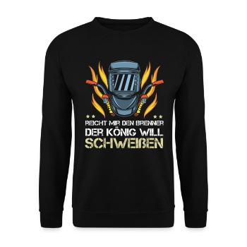 Lustig Metallbauer Schweißen Schweißer - Unisex Pullover - Schwarz - Vorne - Alina (178cm) & Michal (187cm)
