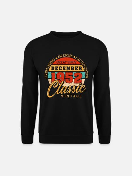 Retro 70 Years December 1952 Birthday Vintage - Unisex Sweatshirt - black