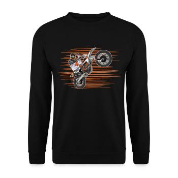 Motocross / Enduro / Freestyle mx / Dirtbike retro - Unisex Pullover - Schwarz - Vorne - Alina (178cm) & Michal (187cm)