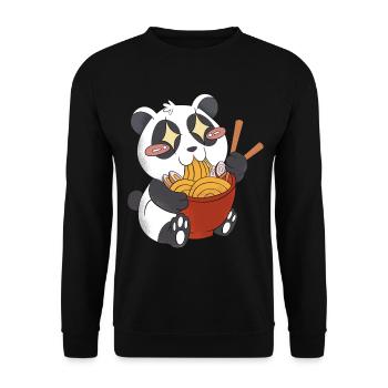 Kawaii Panda Bär Tier Zoowärter Ramen Esser - Unisex Pullover - Schwarz - Vorne - Alina (178cm) & Michal (187cm)