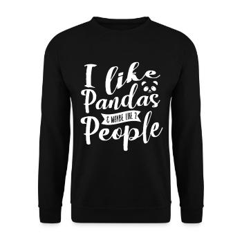 Ich Mag Pandas Und Vielleicht Mag Ich - Unisex Pullover - Schwarz - Vorne - Alina (178cm) & Michal (187cm)
