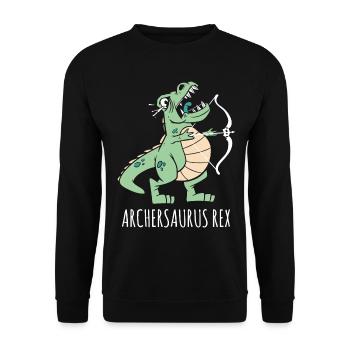 Archersaurus Rex Dinosaur T-rex Archer - Unisex Sweatshirt - black - Front - Alina (178cm) & Michal (187cm)