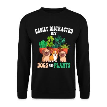 Easily Distracted By Dogs Plants Garden Gardener - Unisex Sweatshirt - black - Front - Alina (178cm) & Michal (187cm)