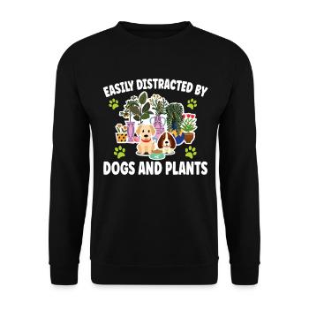 Easily Distracted By Dogs Plants Garden Gardener - Unisex Sweatshirt - black - Front - Alina (178cm) & Michal (187cm)