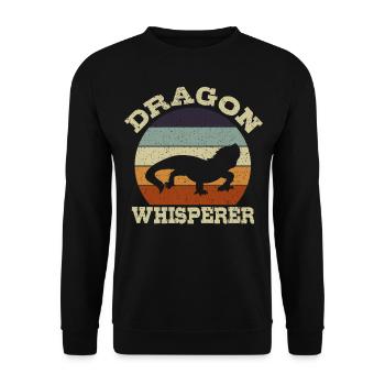 Drachenflüsterer Eidechse Gecko Reptil Bartagamen - Unisex Pullover - Schwarz - Vorne - Alina (178cm) & Michal (187cm)