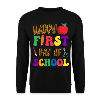Happy First Day of School Back to School Teacher - Unisex Pullover - Schwarz - Vorne - Alina (178cm) & Michal (187cm)