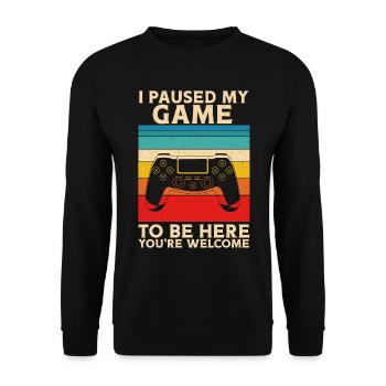 J’ai mis mon jeu en pause pour être ici Gamer Zocker Gaming - Sweat-shirt Unisexe - noir - Devant - Alina (178cm) & Michal (187cm)
