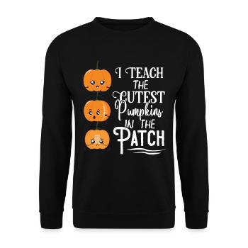 Niedliche Kürbisse Kürbis Lehrer Schule Halloween - Unisex Pullover - Schwarz - Vorne - Alina (178cm) & Michal (187cm)
