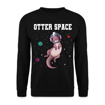 Otter Weltraum Sonnensystem Planeten Astronaut - Unisex Pullover - Schwarz - Vorne - Alina (178cm) & Michal (187cm)