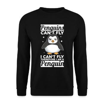 Les pingouins ne peuvent pas voler Je suis un pingouin - Sweat-shirt Unisexe - noir - Devant - Alina (178cm) & Michal (187cm)