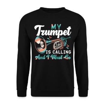Trumpet Player My Trumpet Is - Unisex Pullover - Schwarz - Vorne - Alina (178cm) & Michal (187cm)