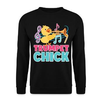 Trumpet Player Girl Chicken - Unisex Sweatshirt - black - Front - Alina (178cm) & Michal (187cm)