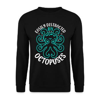 Céphalopode Kraken Octopus - facilement distrait par O - Sweat-shirt Unisexe - noir - Devant - Alina (178cm) & Michal (187cm)