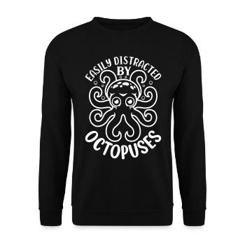 Cephalopod Octopus Kraken - facilement distrait par O - Sweat-shirt Unisexe - noir - Devant - Alina (178cm) & Michal (187cm)
