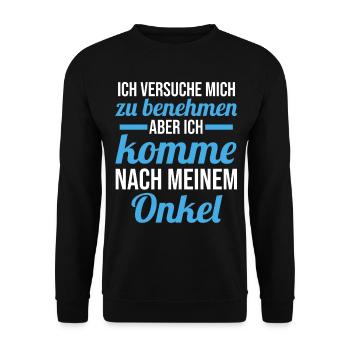 Patenonkel Nichte Neffe Onkel - Unisex Pullover - Schwarz - Vorne - Alina (178cm) & Michal (187cm)