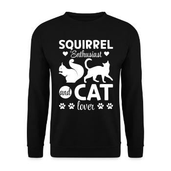 Squirrel Enthusiast and Cat Lover - Squirrel Lover - Unisex Sweatshirt - black - Front - Alina (178cm) & Michal (187cm)