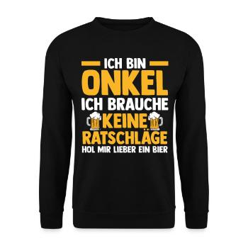 Patenonkel Pate Bier Onkel - Unisex Pullover - Schwarz - Vorne - Alina (178cm) & Michal (187cm)