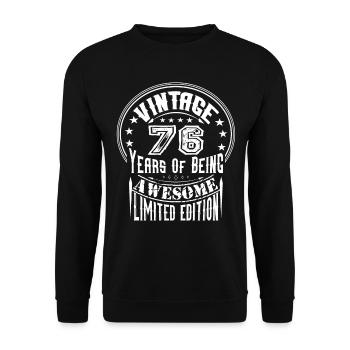 Vintage 76 Years Of Being Awesome Limited Edition - Unisex Sweatshirt - black - Front - Alina (178cm) & Michal (187cm)