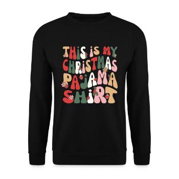 Groovy Christmas Pajama Shirt Hippie Christmas - Unisex Pullover - Schwarz - Vorne - Alina (178cm) & Michal (187cm)