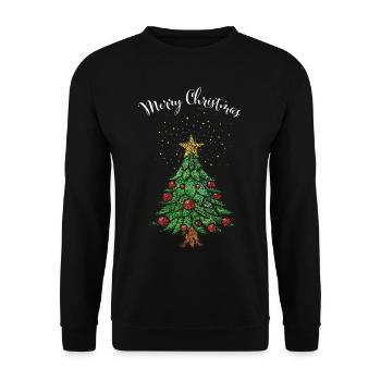 Merry Christmas Weihnachtsbaum Christbaum - Unisex Pullover - Schwarz - Vorne - Alina (178cm) & Michal (187cm)