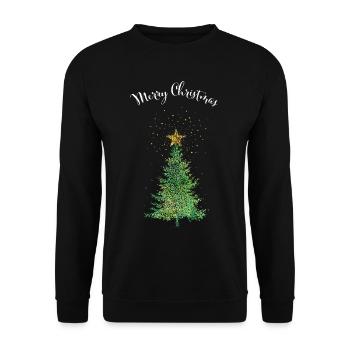 Merry Christmas Christmas Tree Christmas Tree - Unisex Sweatshirt - black - Front - Alina (178cm) & Michal (187cm)
