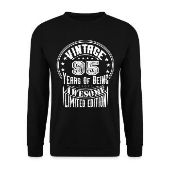 Vintage 95 Years Of Being Awesome Limited Edition - Unisex Sweatshirt - black - Front - Alina (178cm) & Michal (187cm)
