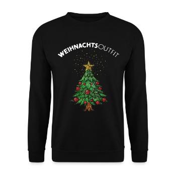 Weihnachtsoutfit Weihnachtsbaum Christbaum - Unisex Pullover - Schwarz - Vorne - Alina (178cm) & Michal (187cm)