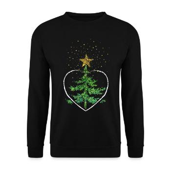 Coeur de sapin de Noël Poinsettia - Sweat-shirt Unisexe - noir - Devant - Alina (178cm) & Michal (187cm)