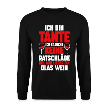 Patinntante Patin Wein Tante - Unisex Pullover - Schwarz - Vorne - Alina (178cm) & Michal (187cm)