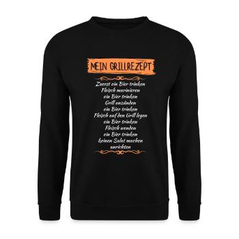 Mein Grillrezept - Zuerst EIN Bier - lustiges - Unisex Pullover - Schwarz - Vorne - Alina (178cm) & Michal (187cm)
