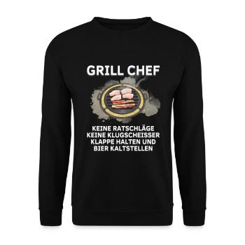 Grill Chef - Unisex Pullover - Schwarz - Vorne - Alina (178cm) & Michal (187cm)