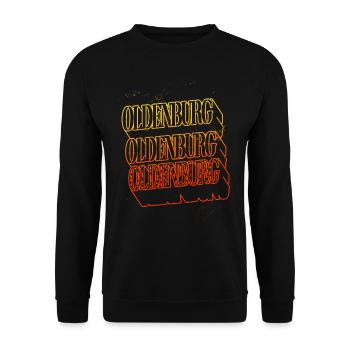 Oldenburg Deutschland Stadt Skyline Heimat Schrift - Unisex Pullover - Schwarz - Vorne - Alina (178cm) & Michal (187cm)