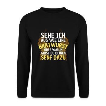 Seh ich aus wie ne Bratwurst? - Unisex Pullover - Schwarz - Vorne - Alina (178cm) & Michal (187cm)