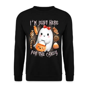 Halloween lustiger Kawaii-Geist, Spruch - Unisex Pullover - Schwarz - Vorne - Alina (178cm) & Michal (187cm)