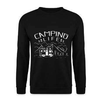 Camping Life Wilderness Nature Outdoor Campfire - Unisex Sweatshirt - black - Front - Alina (178cm) & Michal (187cm)