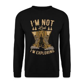 Ich Bin Nicht Verloren, Ich Erkunde Camping Nature - Unisex Pullover - Schwarz - Vorne - Alina (178cm) & Michal (187cm)