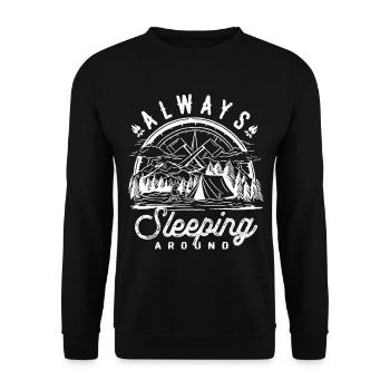 Always sleep around the campfire in the open air camping - Unisex Sweatshirt - black - Front - Alina (178cm) & Michal (187cm)