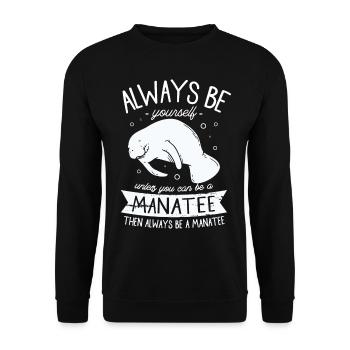 Manatee-lover-sea-swimming cute manatee - Unisex Sweatshirt - black - Front - Alina (178cm) & Michal (187cm)