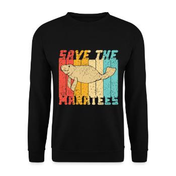 Save the manatees for a - Unisex Sweatshirt - black - Front - Alina (178cm) & Michal (187cm)