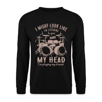 Drummer Design Drummers Band Rock Drumming Für - Unisex Pullover - Schwarz - Vorne - Alina (178cm) & Michal (187cm)