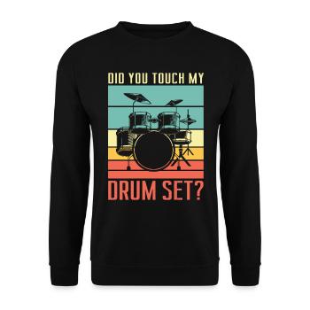 Hast Du Mein Drumset Berührt? Drumming Rock For A - Unisex Pullover - Schwarz - Vorne - Alina (178cm) & Michal (187cm)