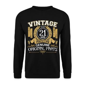 Vintage 21 ans - cadeau d'anniversaire 21 ans - Sweat-shirt Unisexe - noir - Devant - Alina (178cm) & Michal (187cm)