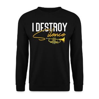 Le trompettiste I Destroy Silence - Sweat-shirt Unisexe - noir - Devant - Alina (178cm) & Michal (187cm)