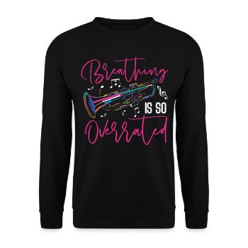 Trumpet Player Breathing Is So - Unisex Pullover - Schwarz - Vorne - Alina (178cm) & Michal (187cm)