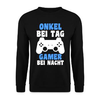 Patenonkel Gamer Zocker Pate Onkel - Unisex Pullover - Schwarz - Vorne - Alina (178cm) & Michal (187cm)